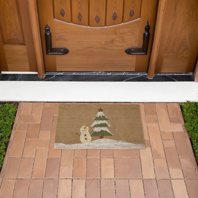 Country Christmas Tree  Fiber Doormat (Insitu (Outdoor))