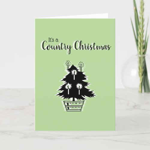 Country Christmas Tree Green Rustic Customizable Holiday Card