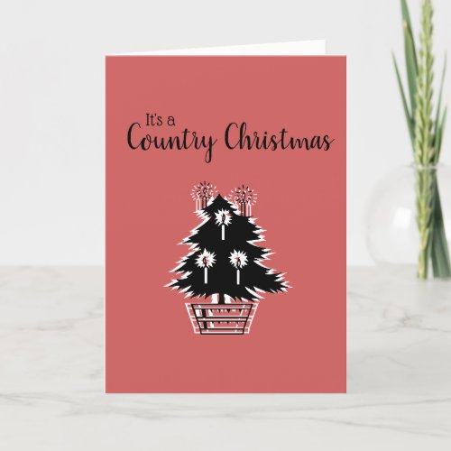 Country Christmas Tree Red Rustic Holiday Card