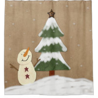 Country Christmas Tree Shower Curtain
