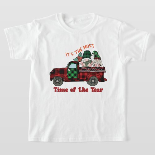 Country Christmas truck gnome buffalo plaid  T_Shirt