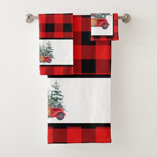 Country Christmas truck Holiday Bath Towel Set (Insitu)