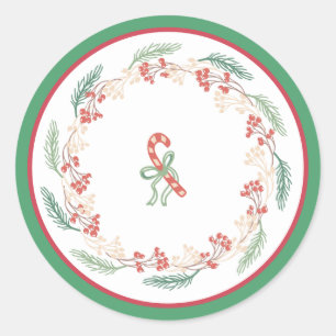 Country Christmas Understated Candy Cane 20 Classic Round Sticker