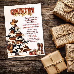Country Christmas Western Invitation