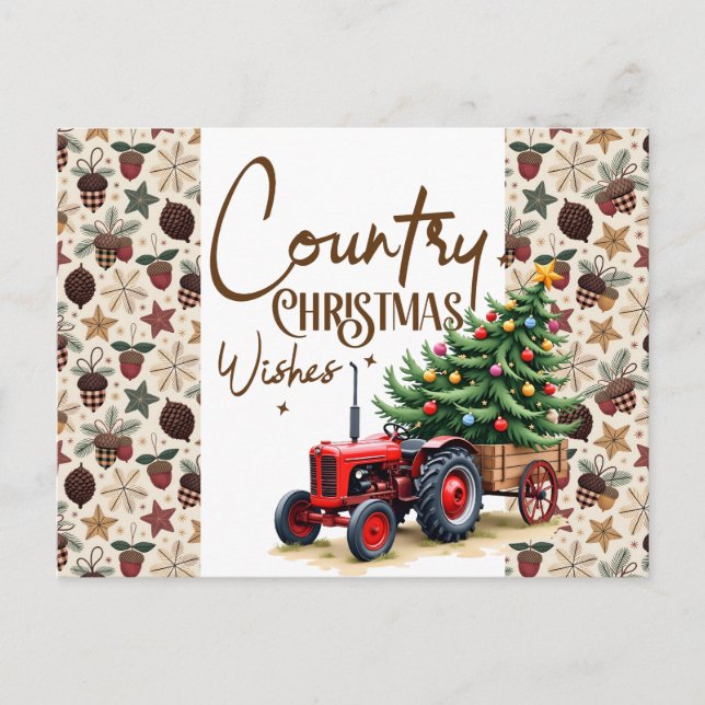 Country Christmas Wishes  Postcard (Front)