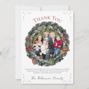 Country Christmas Wreath Thank You Card