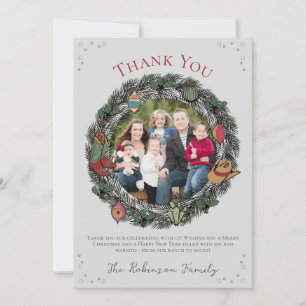 Country Christmas Wreath Thank You Card