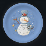 Country Christmas wynter snowman party Paper Plates<br><div class="desc">design by www.digiscrapkits.com</div>