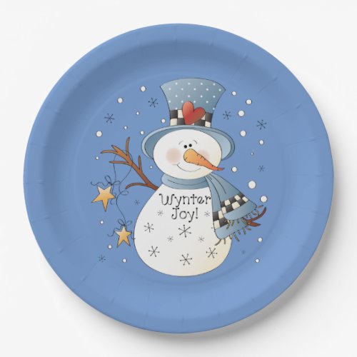 Country Christmas wynter snowman party Paper Plates