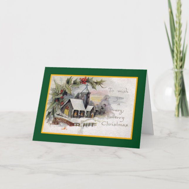 Country Church - A Vintage Christmas Card (Front)
