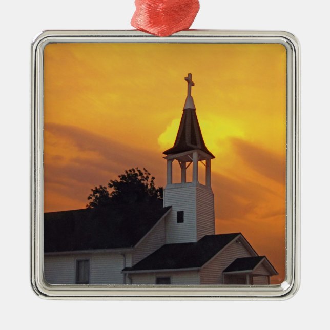 Country Church Metal Ornament (Front)