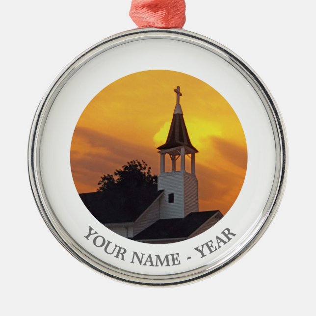 Country Church Metal Ornament (Front)