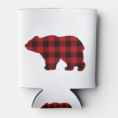 Country classic red and black plaid Bear Can Cooler