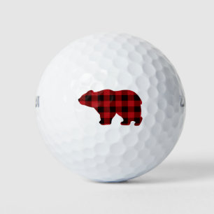 Country classic red and black plaid Bear Golf Balls