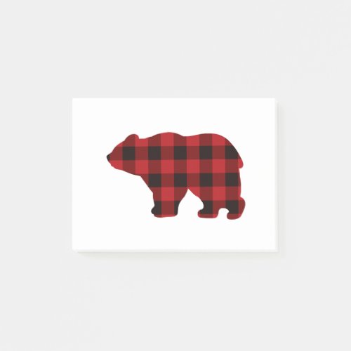 Country classic red and black plaid Bear Post_it Notes