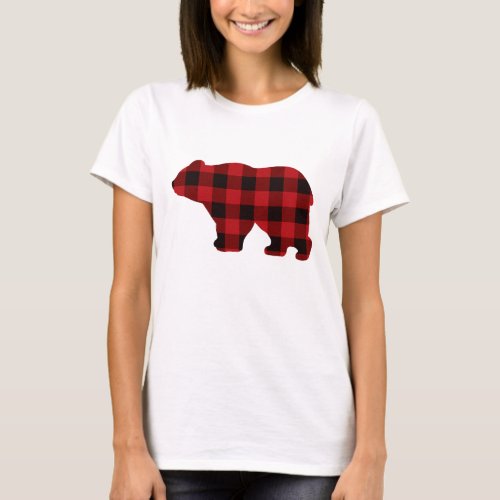 Country classic red and black plaid Bear T_Shirt