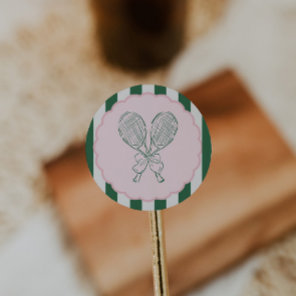 Country Club Courtside Racquet Tennis Birthday Classic Round Sticker