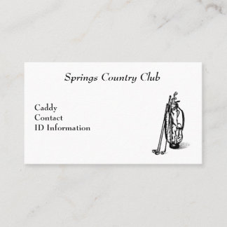 Country Club Golf Caddy Card
