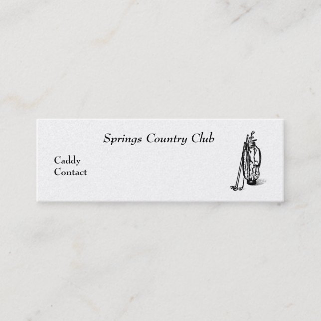Country Club Golf Caddy Card (Front)