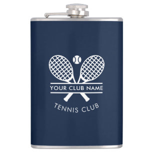 Country Club Name Tennis Team Navy Blue Flask