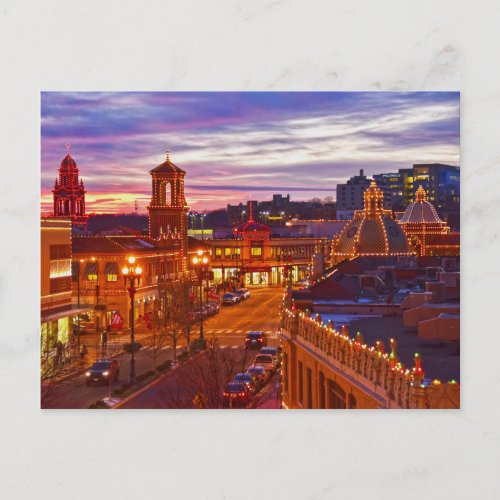 Country Club Plaza Lights Sunset Kansas City MO Postcard