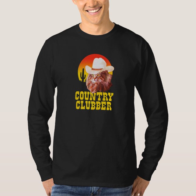 Country Clubber Cowboy Hat Cat  Country Western Mu T-Shirt (Front)