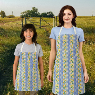 Country Cottage Blue White Yellow Sunflowers Apron