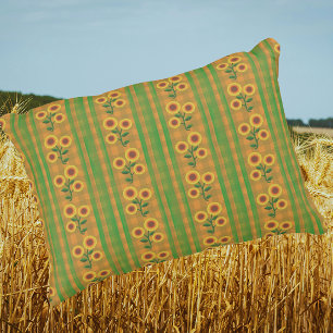 Country Cottage Brown Green Yellow Sunflowers Accent Pillow