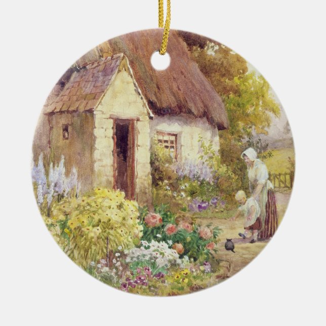 Country Cottage Ceramic Ornament (Front)