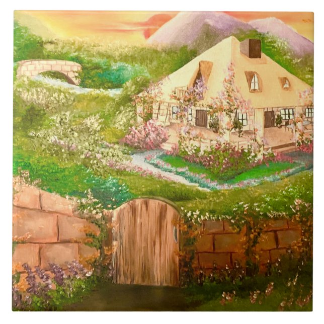 Country Cottage Ceramic Tile (Front)