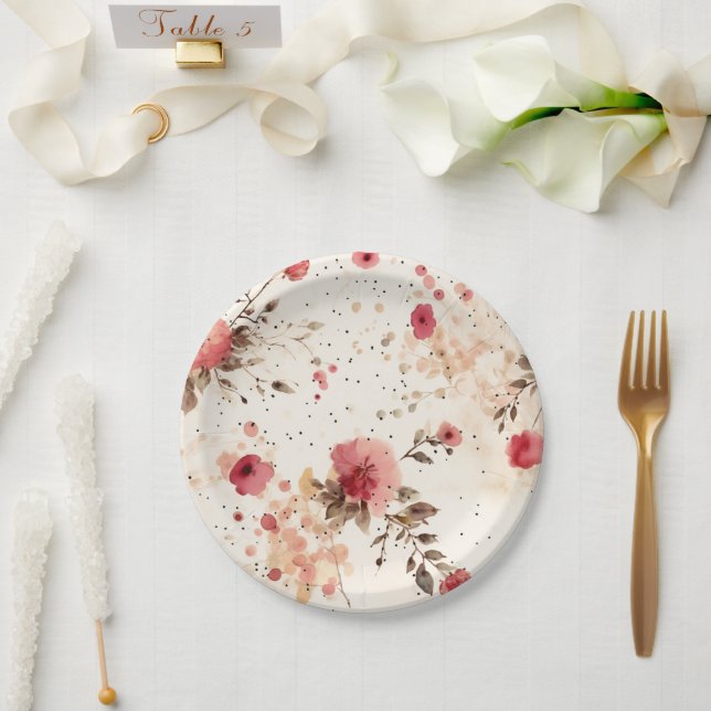 Country Cottage Floral Paper Party Plates (Wedding)
