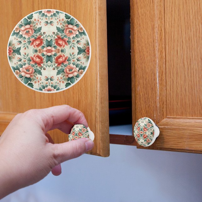 Country Cottage Floral Pattern Ceramic Knob (Creator Uploaded)