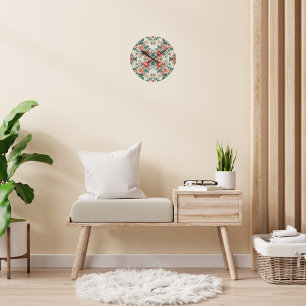 Country Cottage Floral Pattern Round Clock