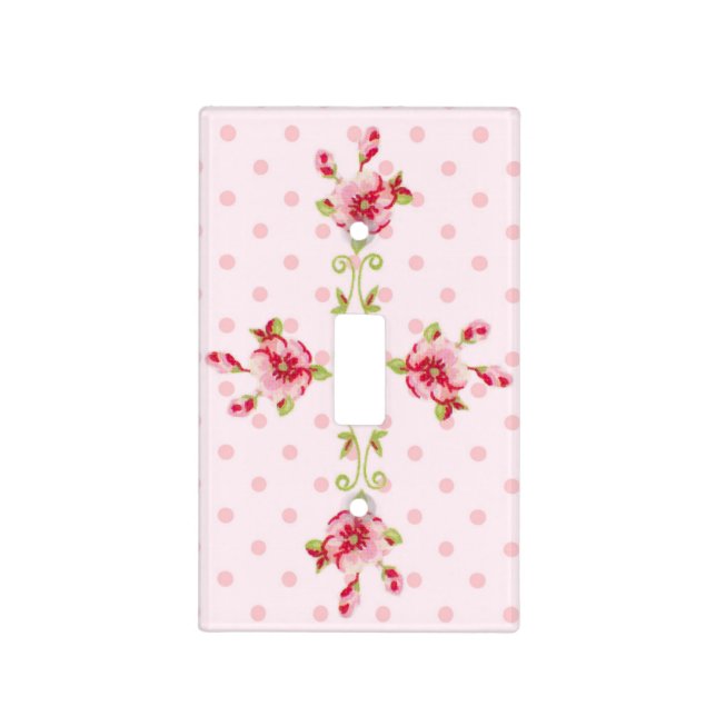 Country Cottage Floral Switch Cover in Pink (Front)