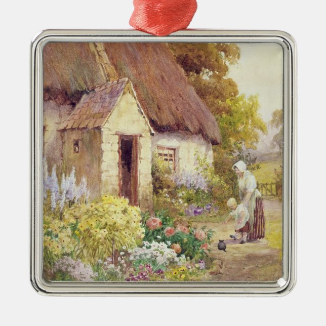 Country Cottage Metal Ornament (Front)
