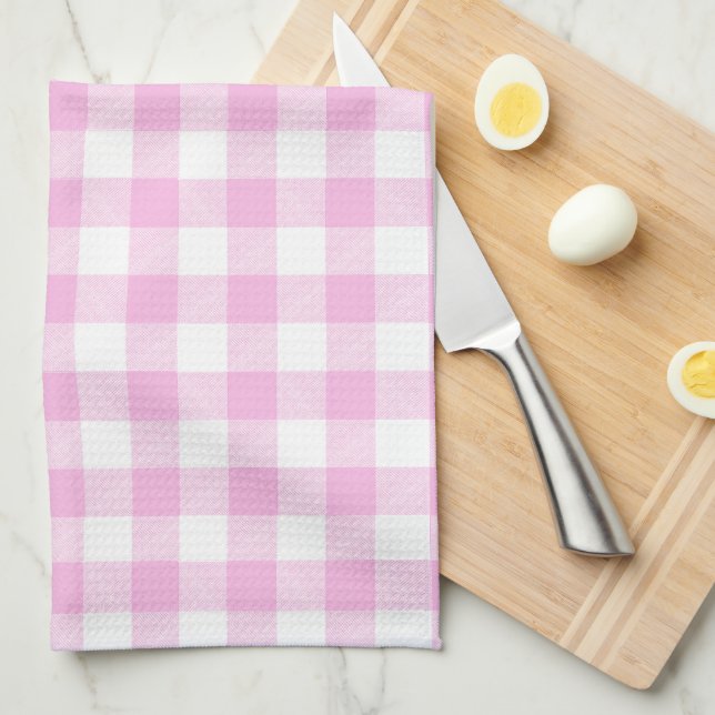 Country Cottage Pink Plaid Kitchen Towel (Quarter Fold)