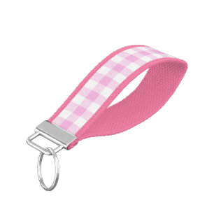 Country Cottage Pink Plaid Wrist Keychain