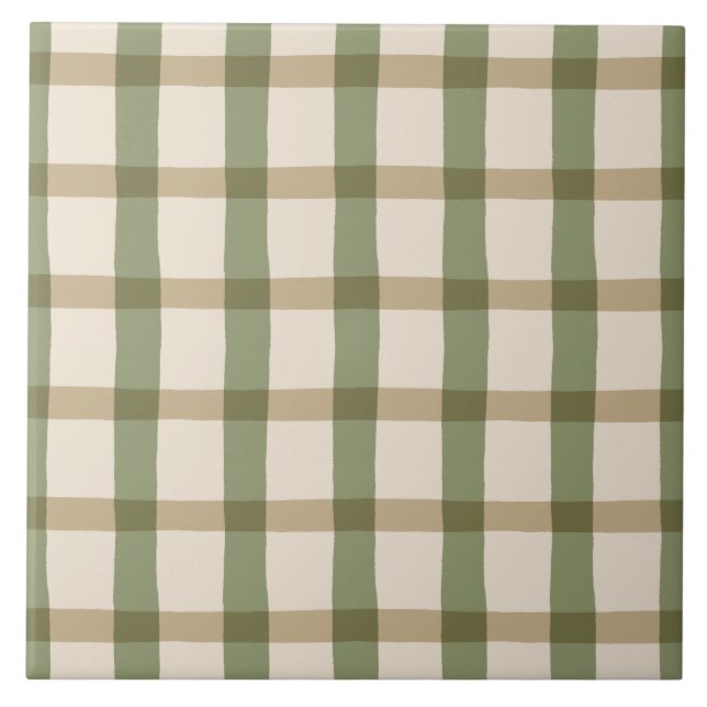 Country Cottage Plaid Ceramic Tile (Front)