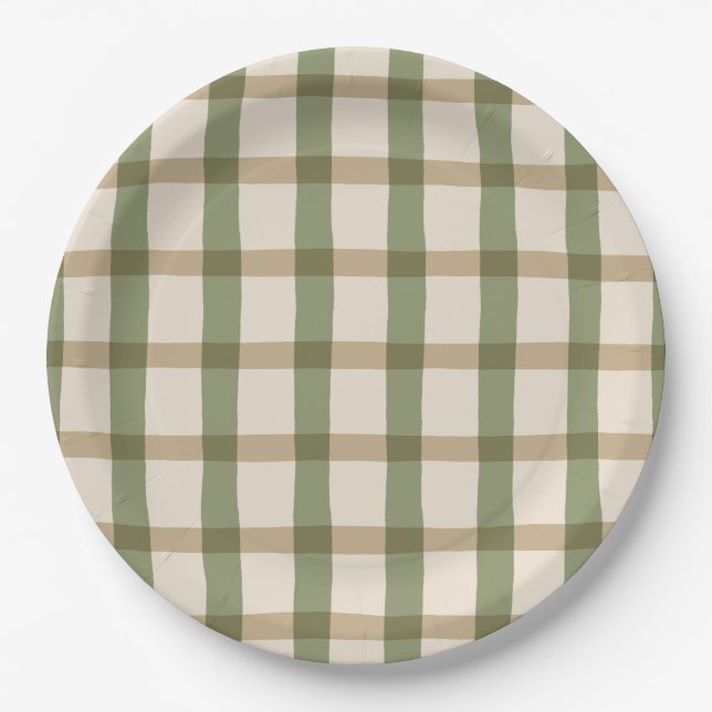Country Cottage Plaid Paper Plates (Front)