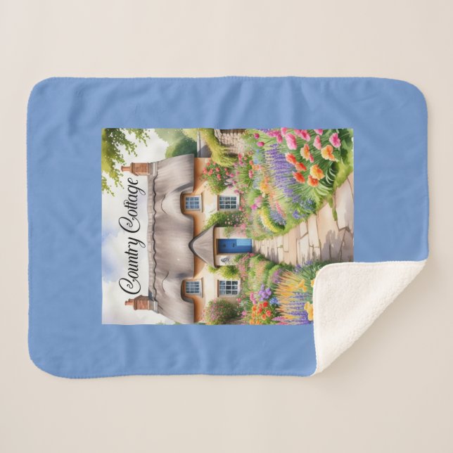 "Country Cottage" Sherpa Blanket (Front (Horizontal))