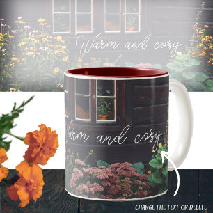 Country cottage with rustic garden Two-Tone coffee mug