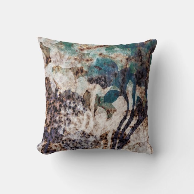 Country Cotton Silhouette Design with Taupe back Throw Pillow (Front)