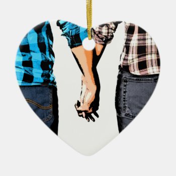 Country Couple Boy And Girl Holding Hands Ceramic Ornament by CountryCorner at Zazzle