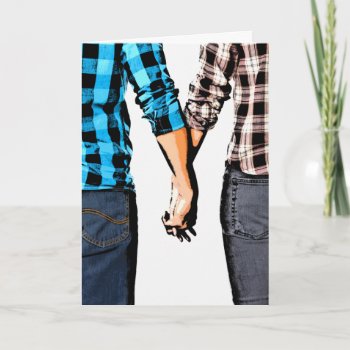 Country Couple Boy And Girl Holding Hands Holiday Card by CountryCorner at Zazzle