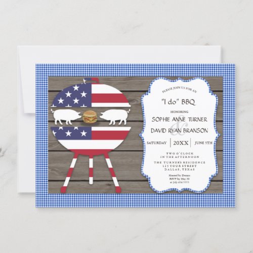 Country Couples Shower I DO BBQ Engagement Party Invitation