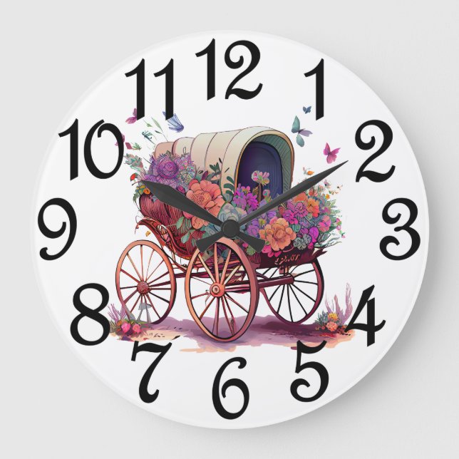 Country Covered Wagon  Large Clock (Front)