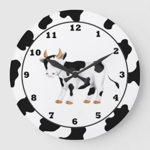 Country Cow Cartoon Clock