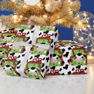 Country Cow Cartoon wrapping paper