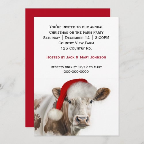 Country Cow Christmas Party Holiday Card