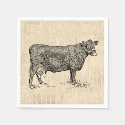 Country Cow Illustrated Art Napkins